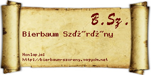 Bierbaum Szörény névjegykártya